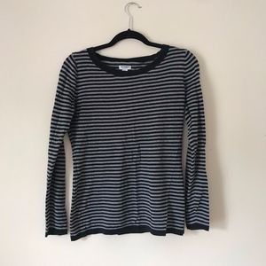 Gray and Black Striped Top